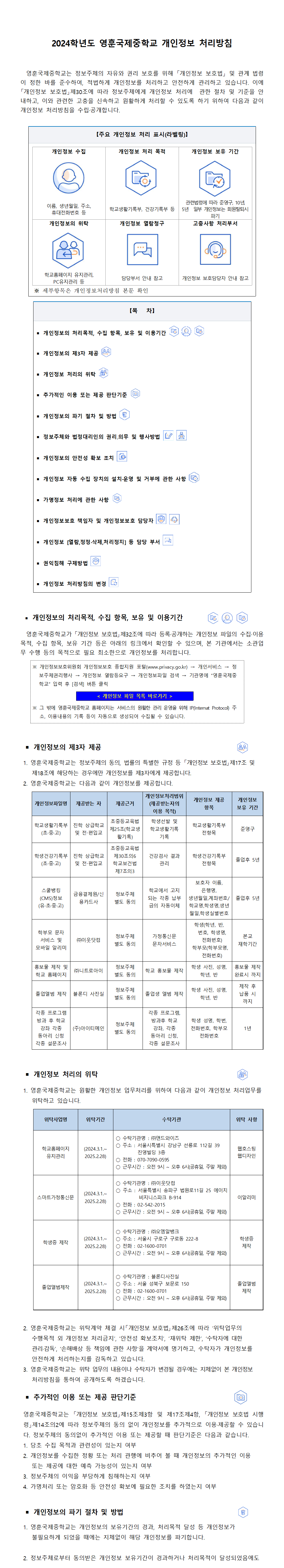 2024학년도 개인정보 처리방침